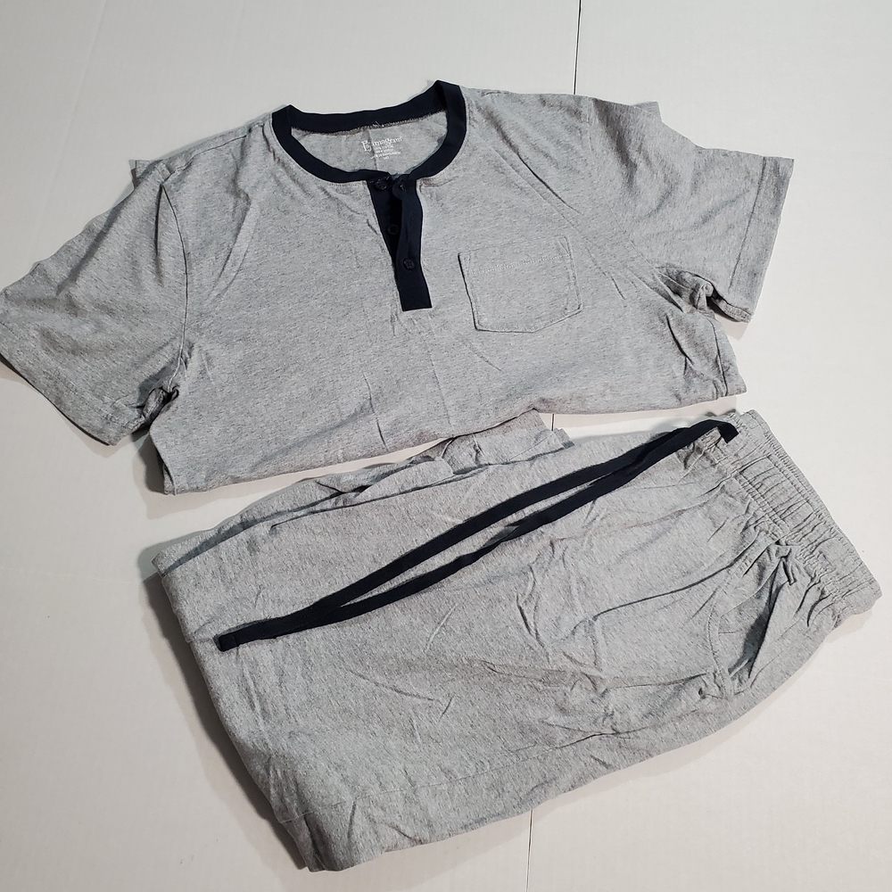 Blue and Gray Knit Shirt with‎ Dark Trim